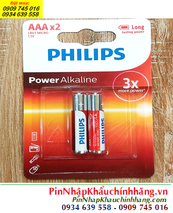 Philips LR03P2B/97; Pin AAA 1.5v Philips Power Alkaline LR03P2B/97 (Vỉ 2viên)